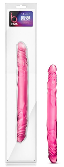 Розовый двусторонний фаллоимитатор 14 Double Dildo - 35,5 см.