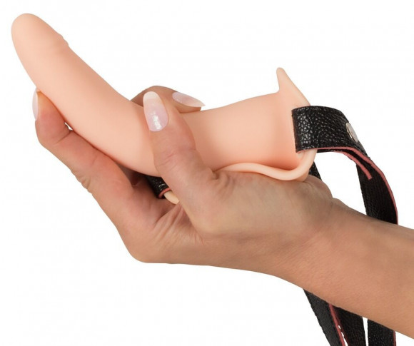 Телесный поясной страпон с вибрацией Vibrating Strap-On - 15,7 см.