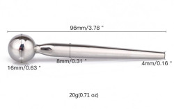 Гладкий металлический уретральный плаг с шариком - 9,6 см. Гладкий металлический уретральный плаг с шариком - 9,6 см.