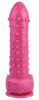 Розовый фаллоимитатор с шипиками - 21,5 см.