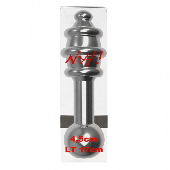 Ребристая анальная пробка NH T2 с вибрацией - 17 см.