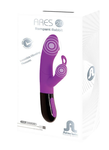 Фиолетовый вибратор-кролик Ares 2.0 - 20,6 см. Фиолетовый вибратор-кролик Ares 2.0 - 20,6 см.