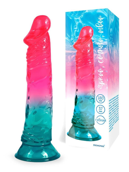 Яркий двухцветный фаллоимитатор с присоской Яркий двухцветный фаллоимитатор с присоской
