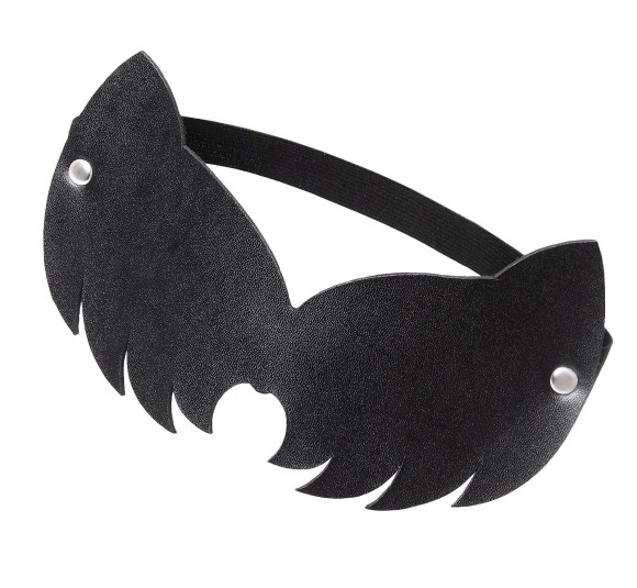 Черная закрытая кожаная маска с ушками кошки Черная закрытая кожаная маска с ушками кошки