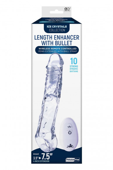 Прозрачная насадка-удлинитель Length Enhancer With Bullet с подхватом - 22,3 см.
