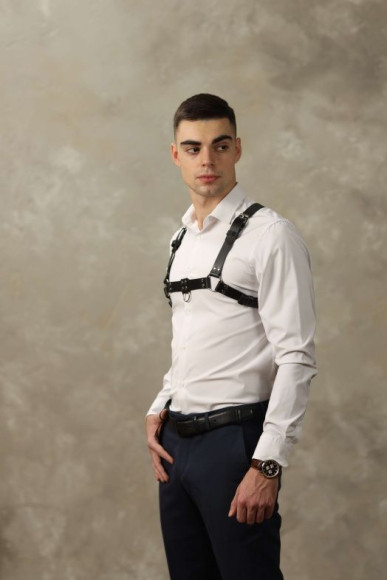 Черная мужская кожаная портупея №4 Черная мужская кожаная портупея №4