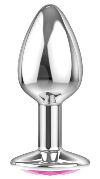 Малая серебристая анальная пробка Diamond Pink Sparkle Small с розовым кристаллом - 7 см. Малая серебристая анальная пробка Diamond Pink Sparkle Small с розовым кристаллом - 7 см.