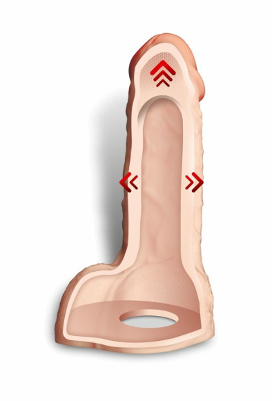 Телесный фаллоудлинитель с мошонкой Cock Next - 17 см. Телесный фаллоудлинитель с мошонкой Cock Next - 17 см.