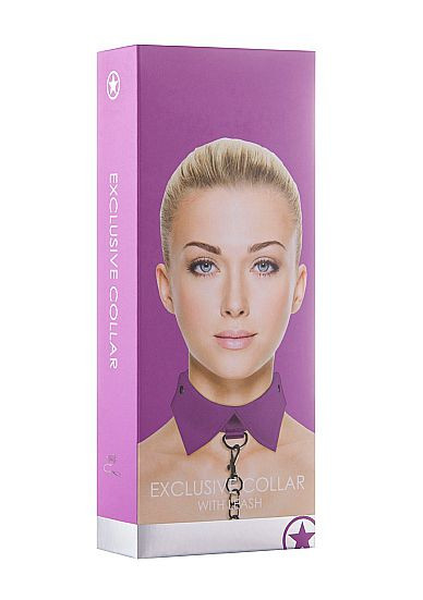 Фиолетовый кожаный воротник с поводком Фиолетовый кожаный воротник с поводком