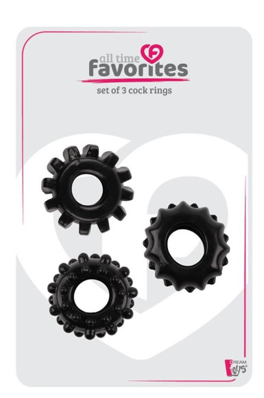 Набор из 3 черных эрекционных колец SET OF 3 COCKRINGS Набор из 3 черных эрекционных колец SET OF 3 COCKRINGS