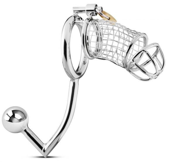Мужской пояс верности с анальной пробкой Sinner Metal Penis Cage With Anal Hook Мужской пояс верности с анальной пробкой Sinner Metal Penis Cage With Anal Hook