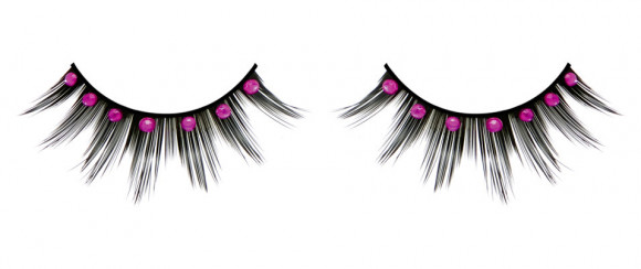 Чёрные ресницы с ярко-розовыми стразами Чёрные ресницы с ярко-розовыми стразами