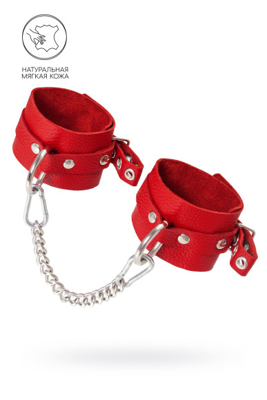 Красные мягкие кожаные оковы с люверсами Красные мягкие кожаные оковы с люверсами