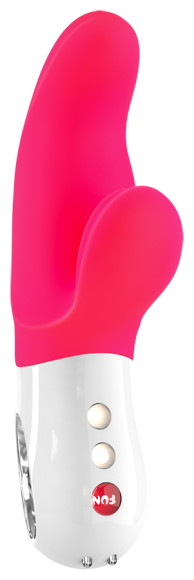 Ярко-розовый вибратор с клиторальным отростком MiSS Bi - 17 см. Ярко-розовый вибратор с клиторальным отростком MiSS Bi - 17 см.