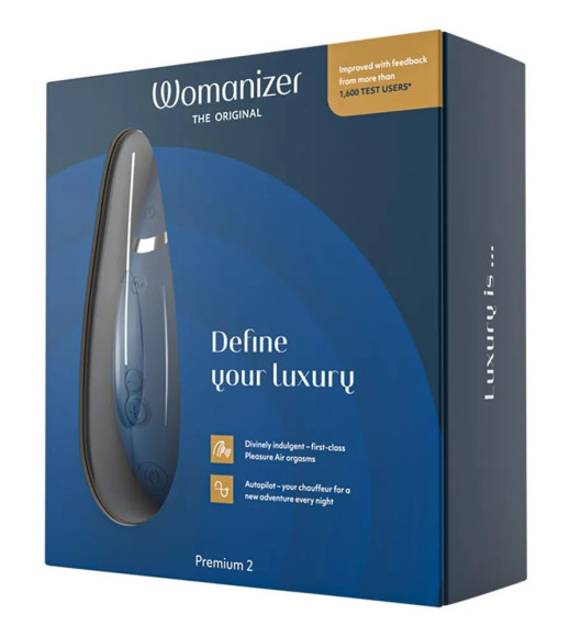 Синий клиторальный стимулятор Womanizer Premium 2 Синий клиторальный стимулятор Womanizer Premium 2