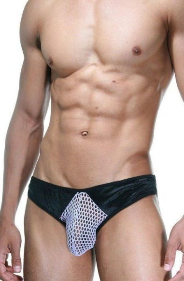 Мужские трусы-слипы из сетки с черными вставками Мужские трусы-слипы из сетки с черными вставками