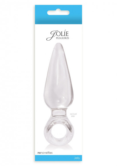 Большая прозрачная анальная пробка JOLIE с кольцом