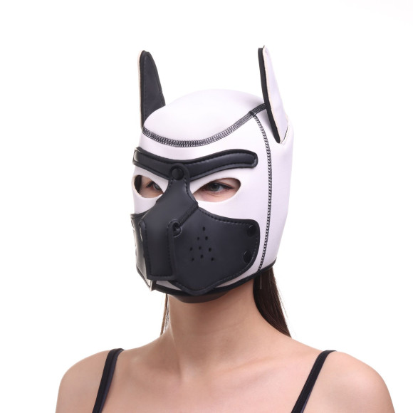 Белая неопреновая БДСМ-маска Puppy Play Белая неопреновая БДСМ-маска Puppy Play