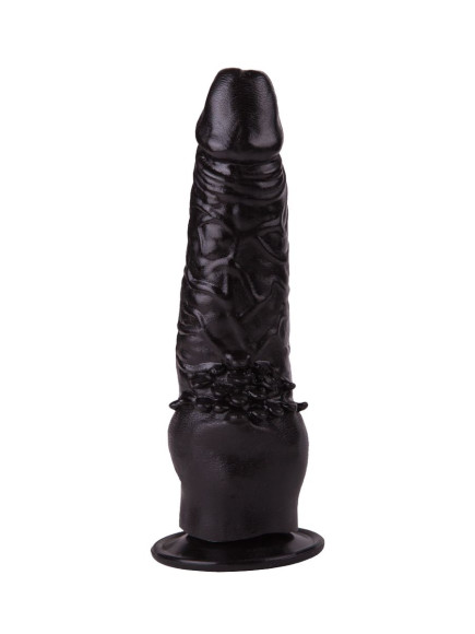 Чёрный фаллоимитатор с клиторальными шипами - 17,8 см. Чёрный фаллоимитатор с клиторальными шипами - 17,8 см.