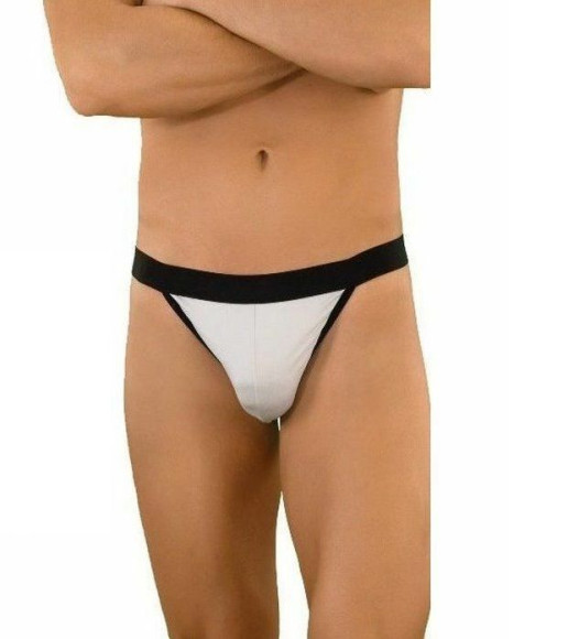 Бело-черные мужские трусы-стринги Бело-черные мужские трусы-стринги