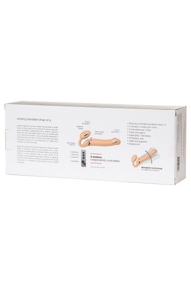 Телесный безремневой вибрострапон Vibrating Bendable Strap-On - size L Телесный безремневой вибрострапон Vibrating Bendable Strap-On - size L