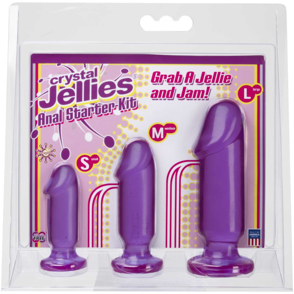Набор из трех фиолетовых анальных фаллоимитаторов Crystal Jellies Anal Starter Kit Набор из трех фиолетовых анальных фаллоимитаторов Crystal Jellies Anal Starter Kit
