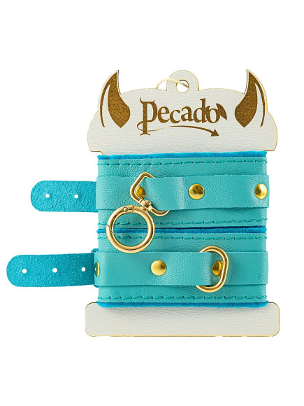 Голубые двуслойные кожаные оковы Голубые двуслойные кожаные оковы