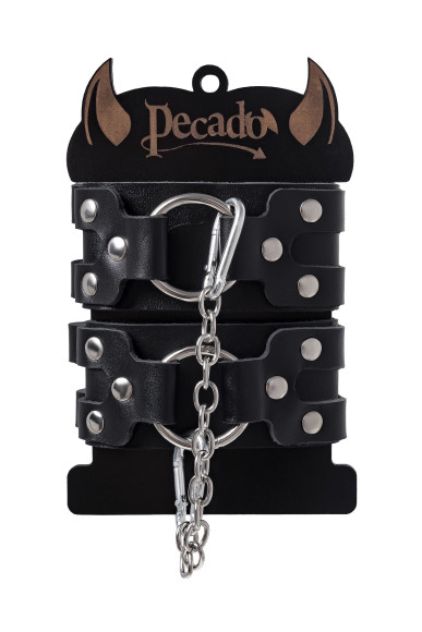 Черные кожаные оковы с двумя ремешками Черные кожаные оковы с двумя ремешками