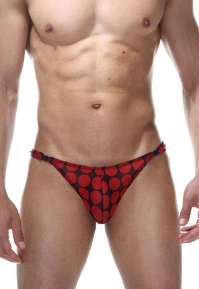 Мужские трусы-тонги в крупный красный горох Мужские трусы-тонги в крупный красный горох