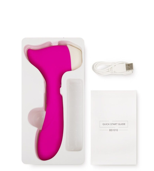 Розовый клиторальный стимулятор Joy с функцией вибратора - 18,9 см. Розовый клиторальный стимулятор Joy с функцией вибратора - 18,9 см.