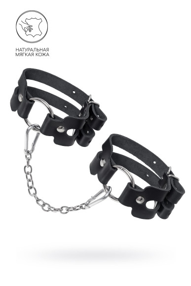 Черные кожаные оковы из двух ремешков Черные кожаные оковы из двух ремешков