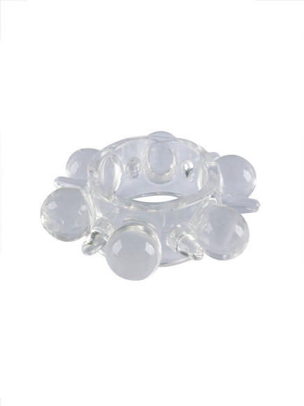 Прозрачное эрекционное кольцо с шариками и шипами