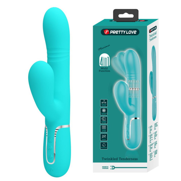 Аквамариновый вибратор-кролик Mariana - 22,6 см. Аквамариновый вибратор-кролик Mariana - 22,6 см.