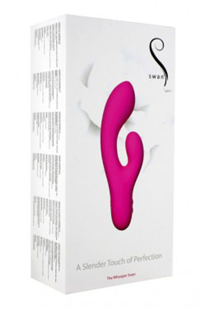 Розовый перезаряжаемый вибромассажер Whooper Swan со стимулятором клитора - 18,8 см.