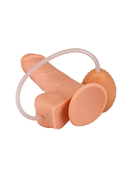 Реалистичный фаллоимитатор на присоске с грушей - 15,5 см. Реалистичный фаллоимитатор на присоске с грушей - 15,5 см.