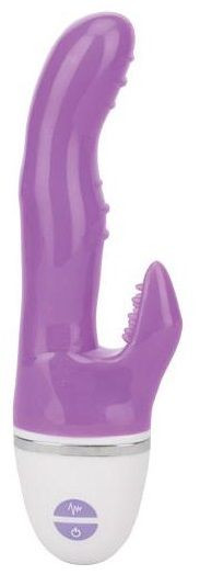 Фиолетовый вибратор с клиторальным отростком Touching - 23 см.