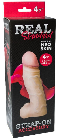 Реалистичная насадка с мошонкой REAL Standard - 15,5 см. Реалистичная насадка с мошонкой REAL Standard - 15,5 см.