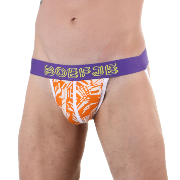 Оранжевые трусы-джоки с принтом и брендированным поясом Оранжевые трусы-джоки с принтом и брендированным поясом