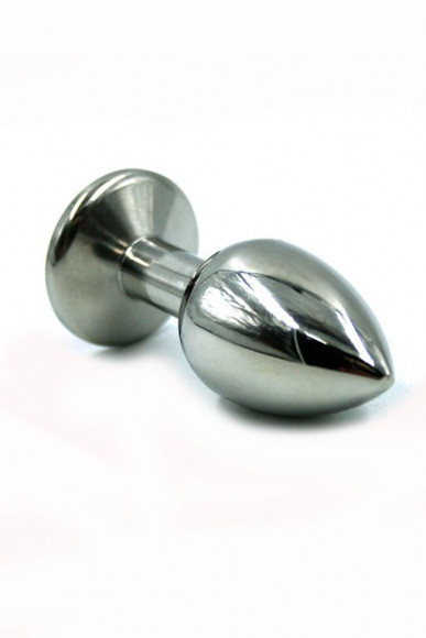 Серебристая средняя анальная пробка с фиолетовым кристаллом - 8 см. Серебристая средняя анальная пробка с фиолетовым кристаллом - 8 см.