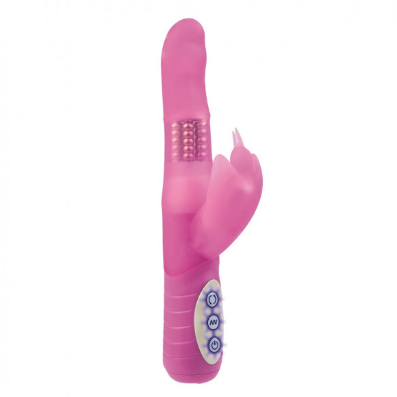 Розовый вибромассажёр с клиторальным стимулятором и вращающимися шариками Petite Flutter - 21 см. Розовый вибромассажёр с клиторальным стимулятором и вращающимися шариками Petite Flutter - 21 см.