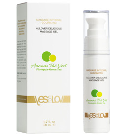 Универсальный массажный гель 3-в-1 Allover Delicious с ароматом ананаса и зеленого чая - 50 мл. Универсальный массажный гель 3-в-1 Allover Delicious с ароматом ананаса и зеленого чая - 50 мл.