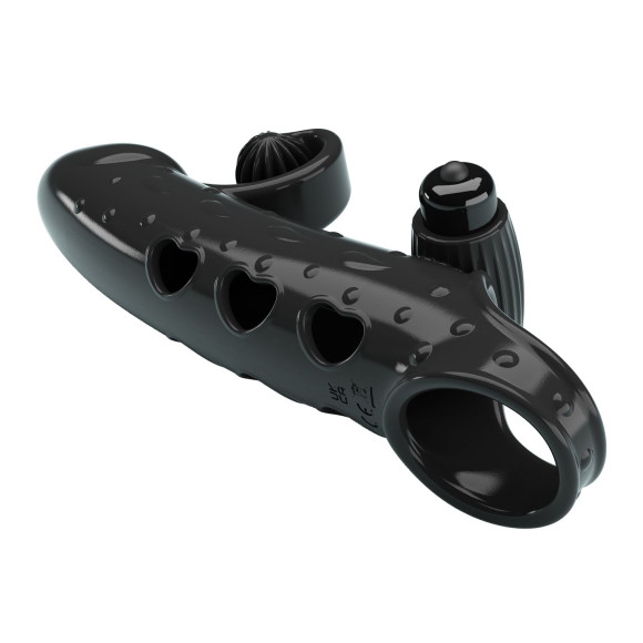 Черная вибронасадка на пенис с подхватом мошонки - 20 см. Черная вибронасадка на пенис с подхватом мошонки - 20 см.