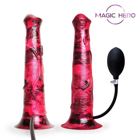 Малиновый фантазийный фаллоимитатор с имитацией эякуляции - 29 см. Малиновый фантазийный фаллоимитатор с имитацией эякуляции - 29 см.