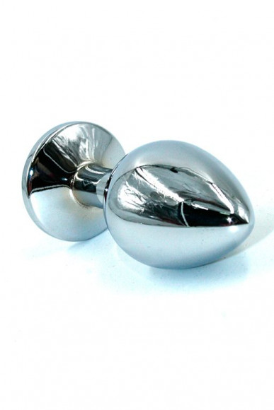 Малая анальная пробка из алюминия с чёрным кристаллом - 7 см. Малая анальная пробка из алюминия с чёрным кристаллом - 7 см.