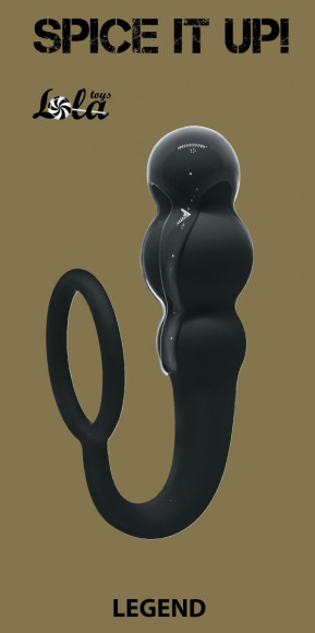 Чёрное эрекционное кольцо Legend с анальным стимулятором Чёрное эрекционное кольцо Legend с анальным стимулятором