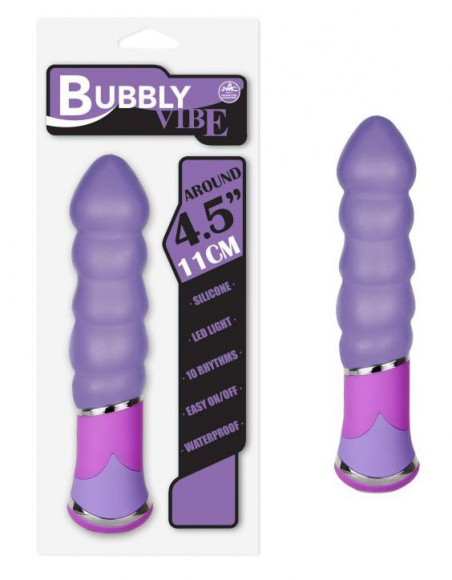 Фиолетовый вибратор с рельефом - 11,4 см. Фиолетовый вибратор с рельефом - 11,4 см.