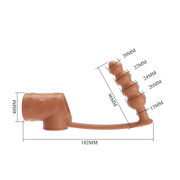 Телесная насадка на пенис и мошонку с анальным стимулятором Rilley