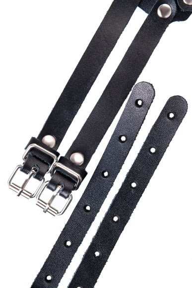 Черный кожаный пояс с кольцами Черный кожаный пояс с кольцами