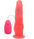 Розовый гелевый вибромассажер на присоске с проводным пультом - 17,8 см.