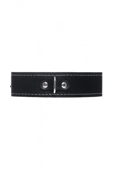 Черный кожаный ошейник-чокер с поводком